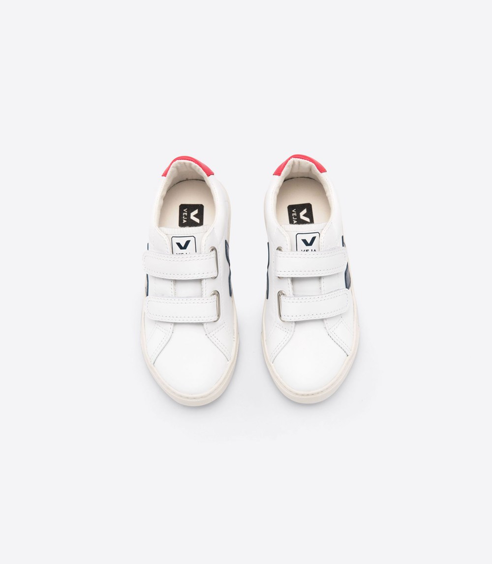 Veja Sneakers Kids - Esplar Velcro Leather - White - 0498PSANW